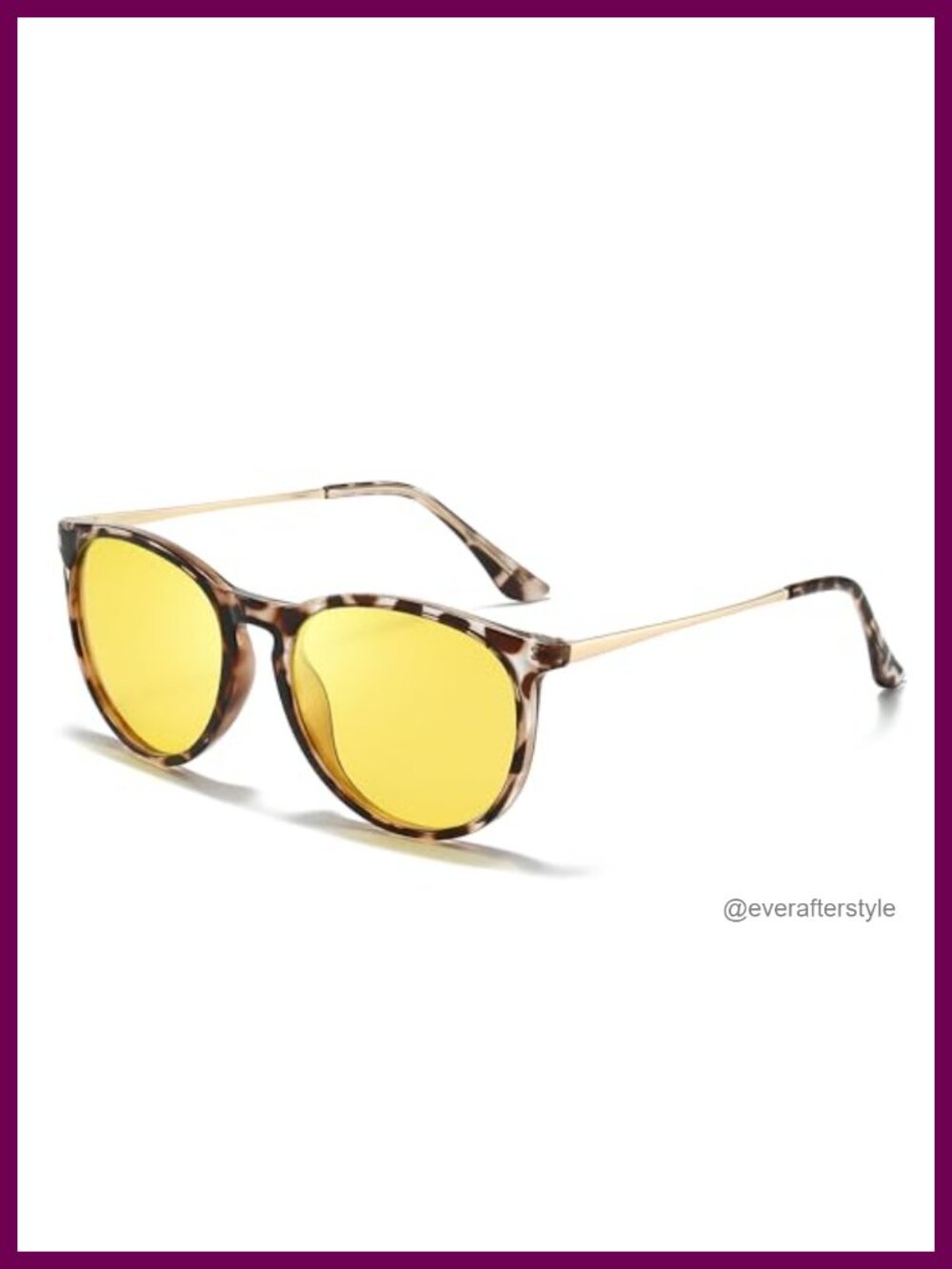 Polarized Night Driving Glasses Round Metal Full Frame UV400 for Women